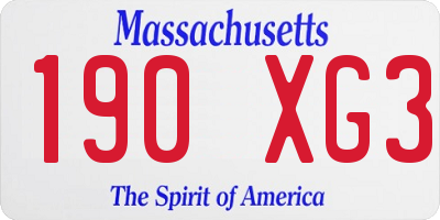 MA license plate 190XG3