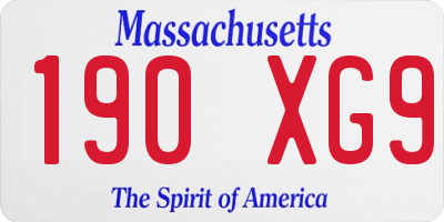 MA license plate 190XG9