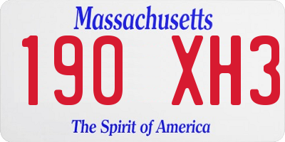 MA license plate 190XH3