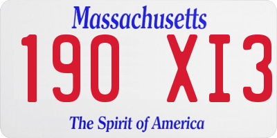 MA license plate 190XI3