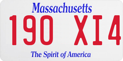 MA license plate 190XI4