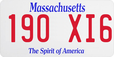 MA license plate 190XI6