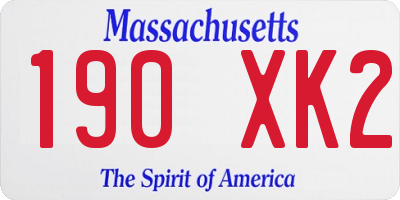 MA license plate 190XK2