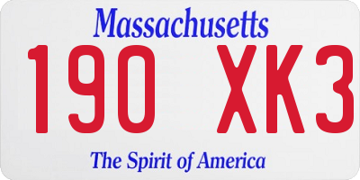 MA license plate 190XK3
