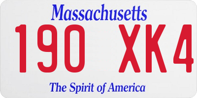 MA license plate 190XK4