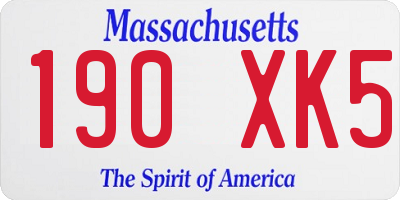 MA license plate 190XK5