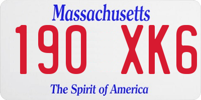 MA license plate 190XK6