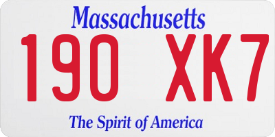 MA license plate 190XK7