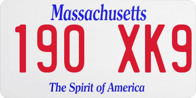 MA license plate 190XK9