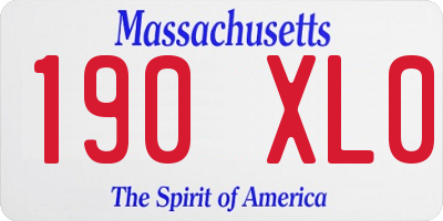 MA license plate 190XL0