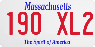 MA license plate 190XL2