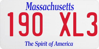 MA license plate 190XL3