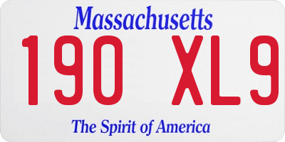 MA license plate 190XL9