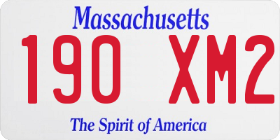 MA license plate 190XM2