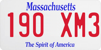 MA license plate 190XM3