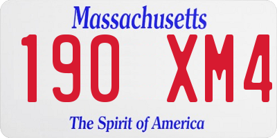 MA license plate 190XM4