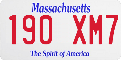 MA license plate 190XM7
