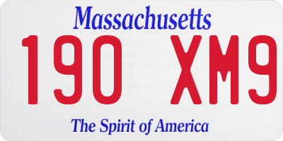 MA license plate 190XM9