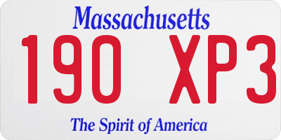 MA license plate 190XP3