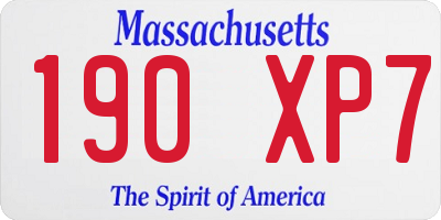 MA license plate 190XP7