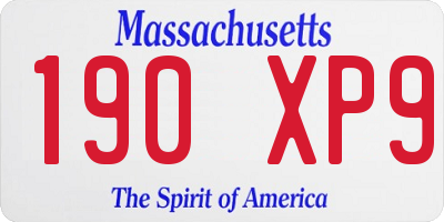 MA license plate 190XP9