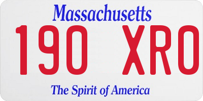MA license plate 190XR0