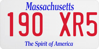 MA license plate 190XR5
