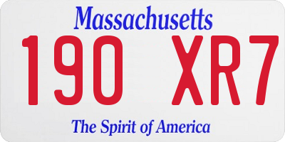 MA license plate 190XR7