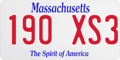 MA license plate 190XS3