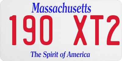 MA license plate 190XT2