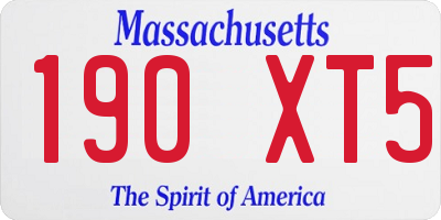 MA license plate 190XT5