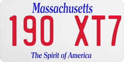 MA license plate 190XT7