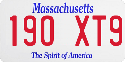 MA license plate 190XT9