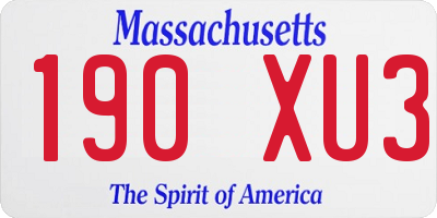 MA license plate 190XU3