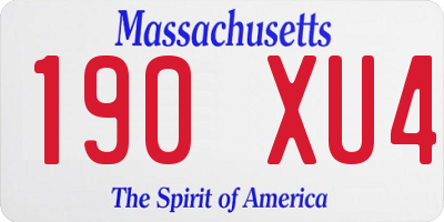 MA license plate 190XU4