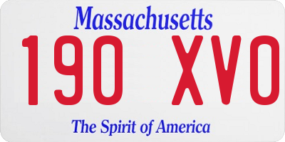 MA license plate 190XV0
