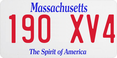 MA license plate 190XV4