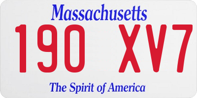 MA license plate 190XV7