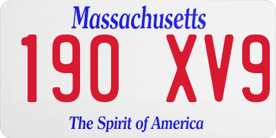 MA license plate 190XV9