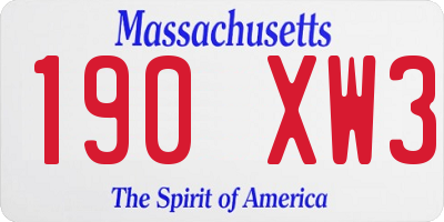 MA license plate 190XW3