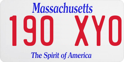 MA license plate 190XY0