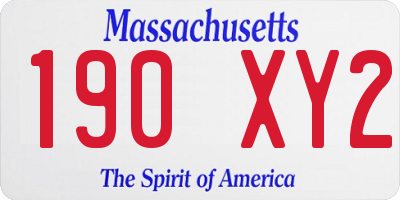 MA license plate 190XY2