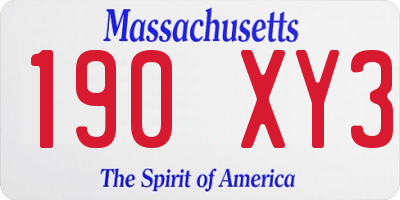 MA license plate 190XY3