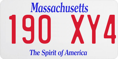 MA license plate 190XY4