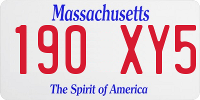 MA license plate 190XY5