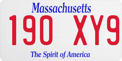 MA license plate 190XY9
