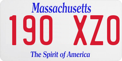 MA license plate 190XZ0
