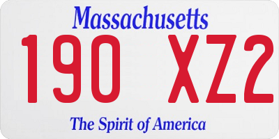 MA license plate 190XZ2