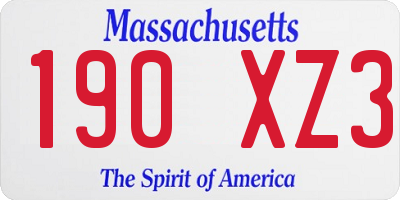 MA license plate 190XZ3