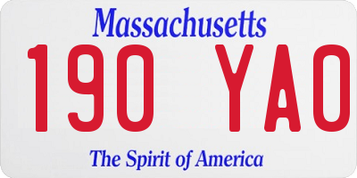 MA license plate 190YA0